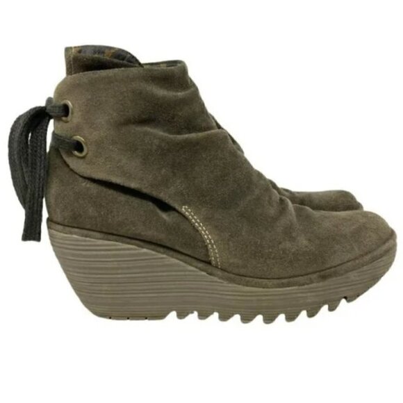Fly London Yama Slouch Suede Wedge Ankle Boots - Size 7 - Picture 4 of 9